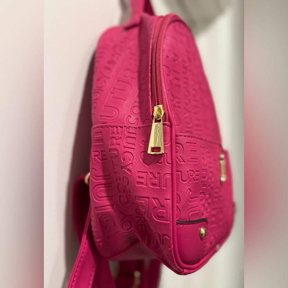 Juicy Couture Fuchsia Pink Mini Logo Backpack with Gold Hardware - Picture 12 of 16